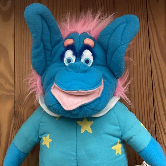 Dakin Blue Alien Wizard Hand Puppet Vintage Stars Pink Hair 1987 French Canada - Picture 2 of 16
